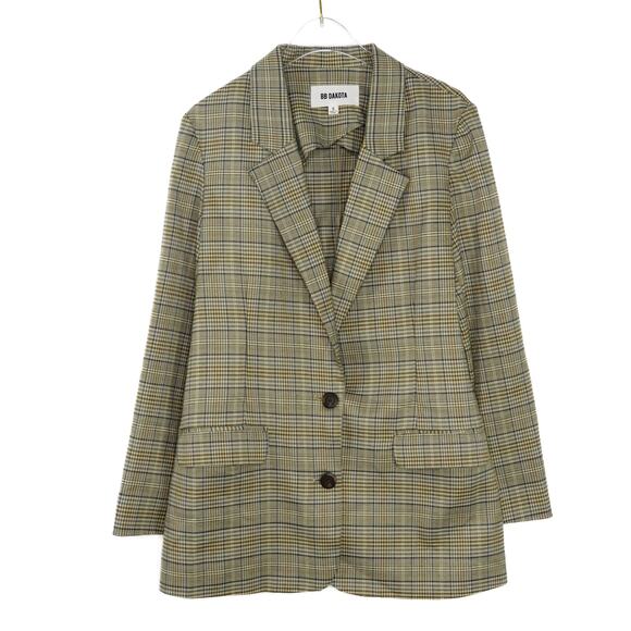 Urban Outfitters BB Dakota Tan Brown Plaid Blazer Jacket Small - Picture 6 of 6